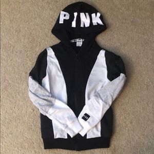 PINK Black and White Zip Up